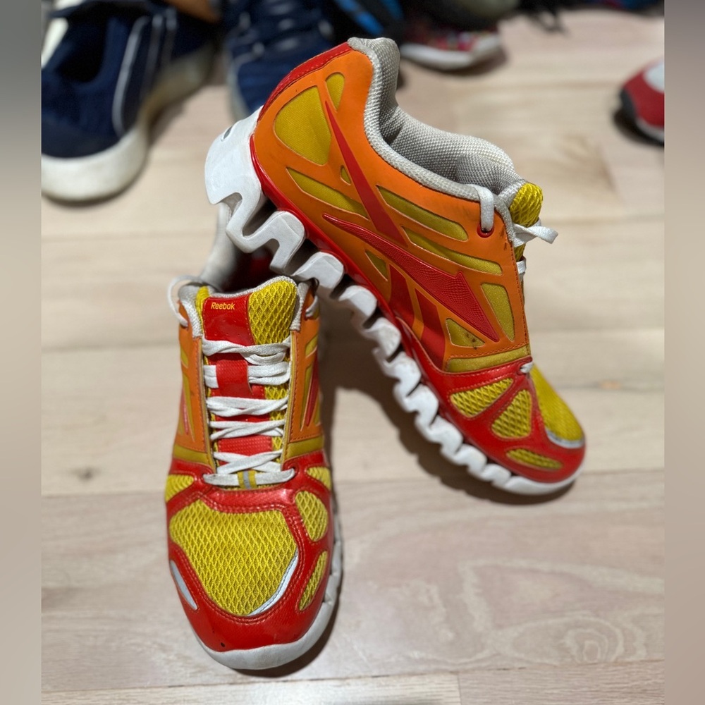 Reebok Red and Yellow ZigTech Sneakers